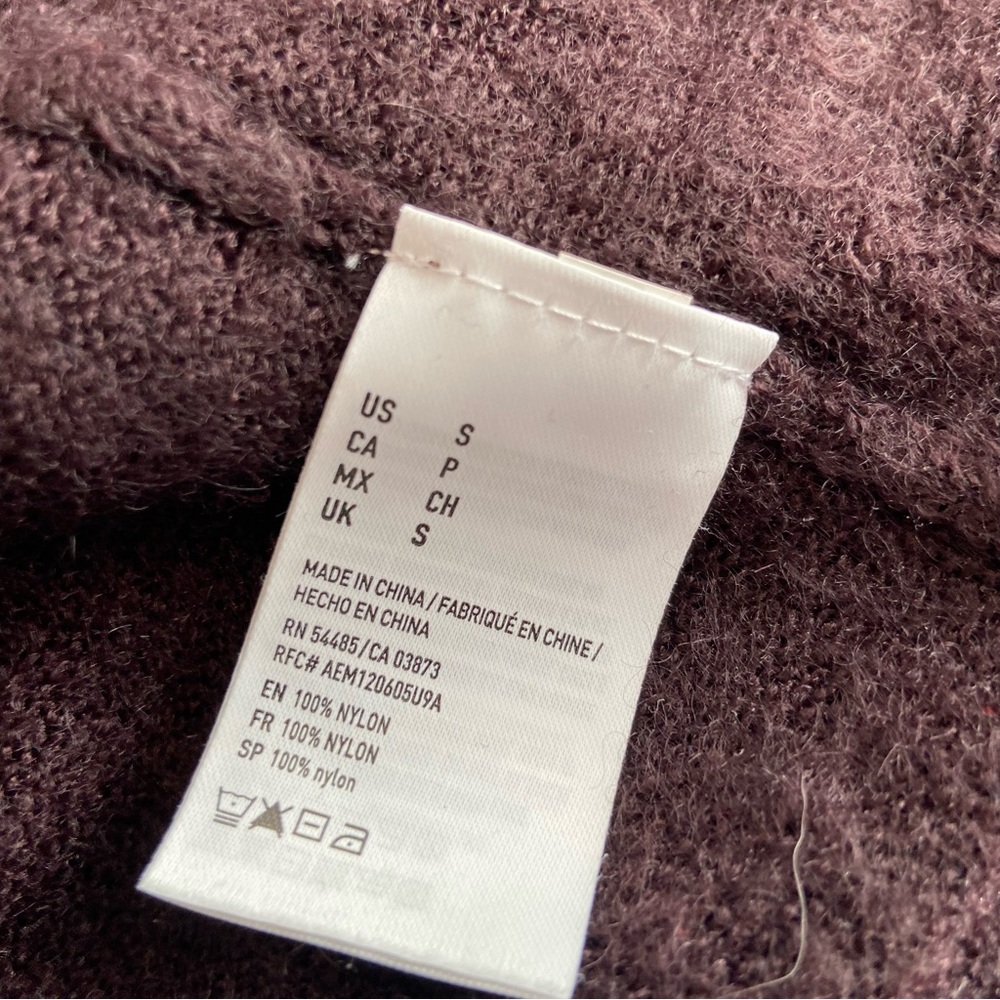 AMERICAN EAGLE Grandpa Cardigan Plum V-Neck Button Down Longline Small - Picture 5 of 7